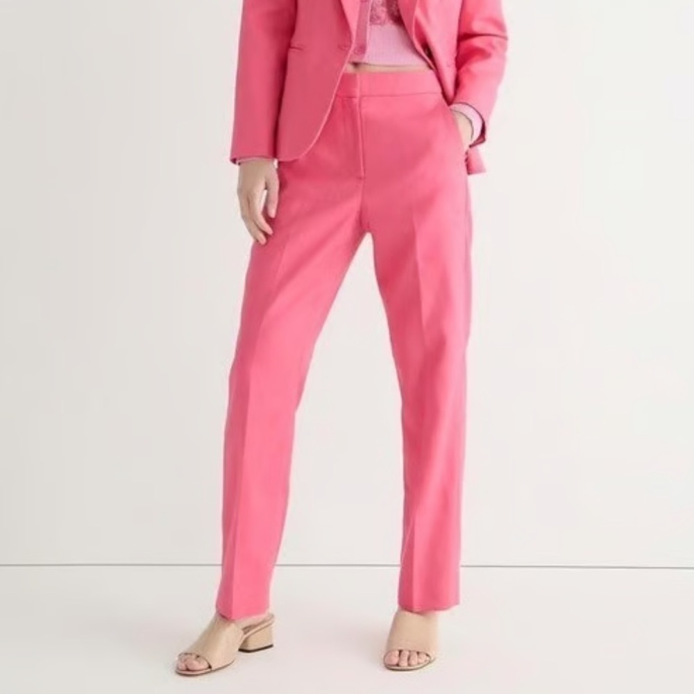 J. Crew Kate Straight Leg Linen Blend Pants Pink Size 4 C